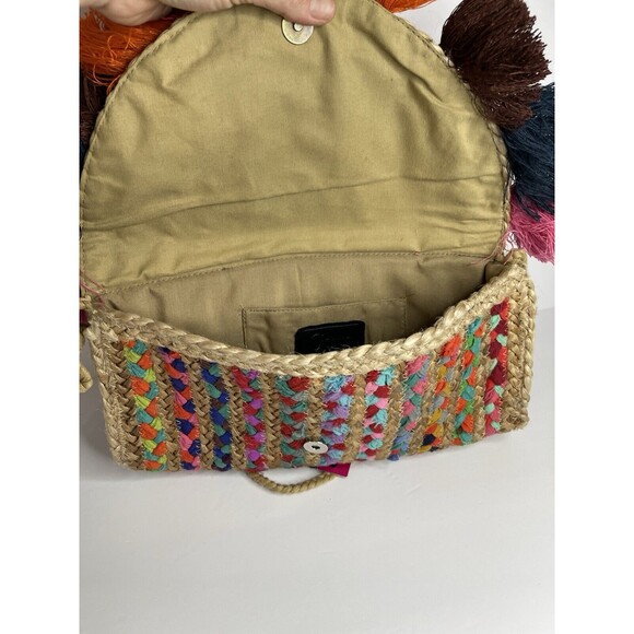 Sam Edelman Circus Jute Crossbody Tassle Fold Over Bag Purse Colorful NEW - Picture 6 of 8